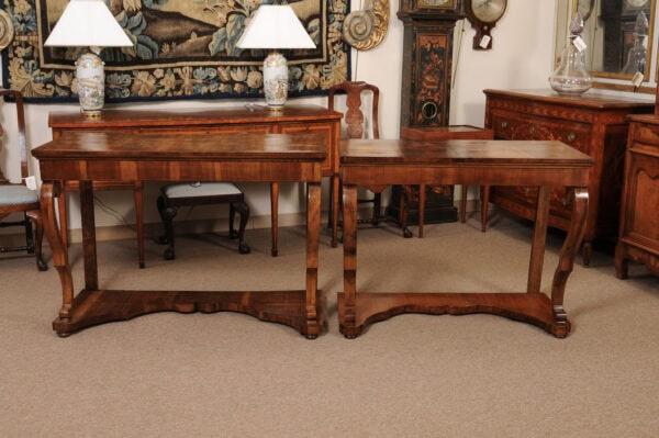 Matched Pair of Early 19th Century Italian Walnut Console Tables with Scroll Legs - Image 15