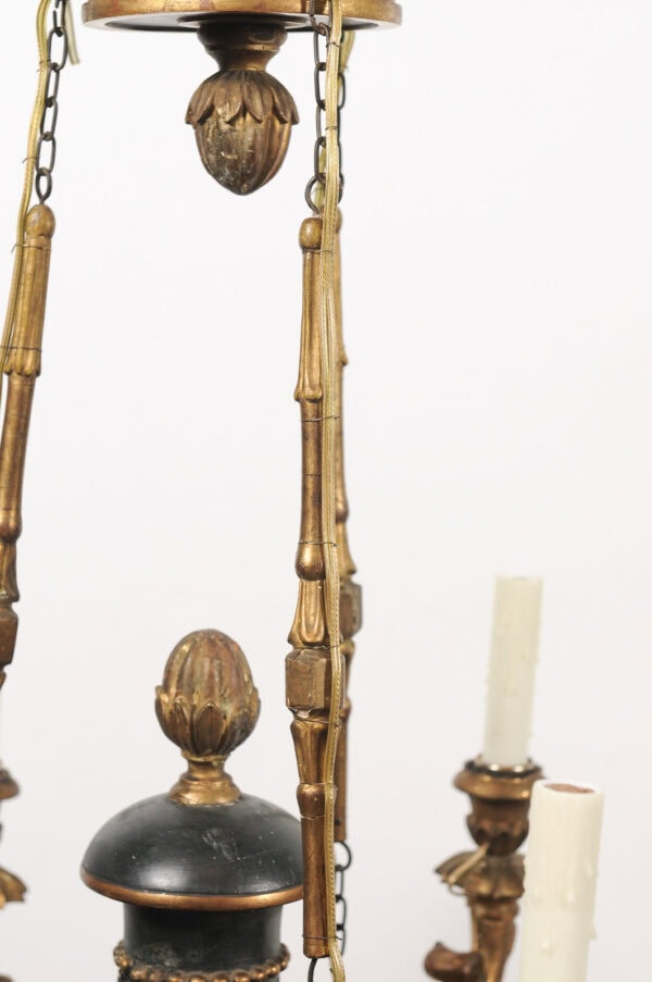 Early 19th Century Italian Giltwood and Ebonized 6 Light Chandelier, Piedmont Region - Image 13