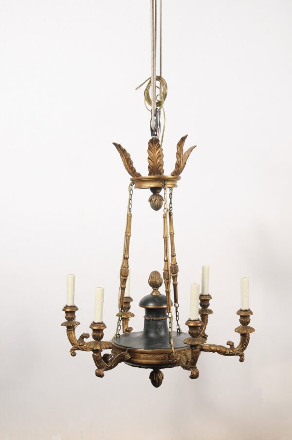 Early 19th Century Italian Giltwood and Ebonized 6 Light Chandelier, Piedmont Region - Image 14