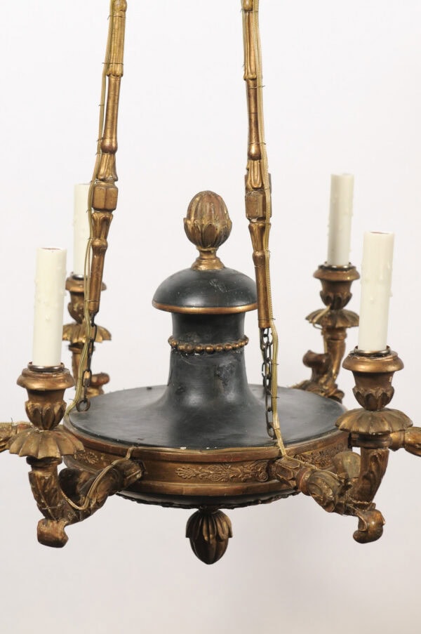 Early 19th Century Italian Giltwood and Ebonized 6 Light Chandelier, Piedmont Region - Image 16