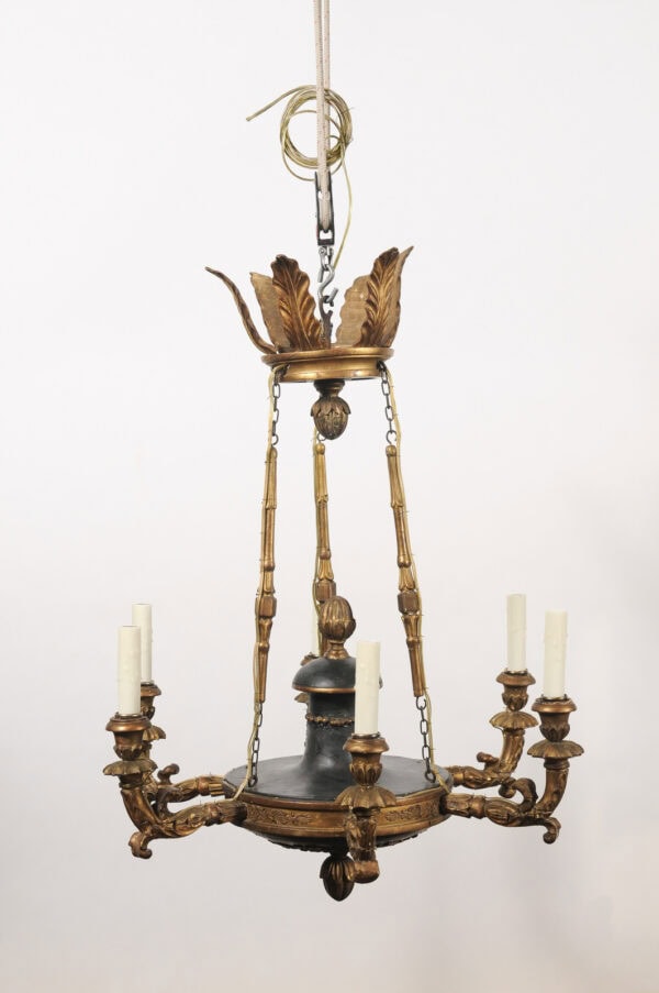 Early 19th Century Italian Giltwood and Ebonized 6 Light Chandelier, Piedmont Region - Image 18