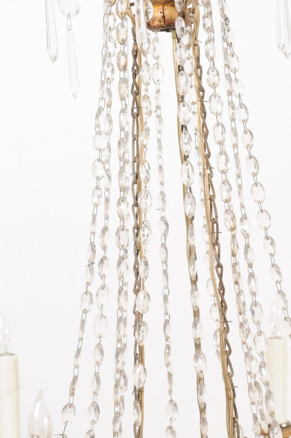 19th Century Italian Empire Giltwood and Crystal Chandelier with 6 Lights - Image 9
