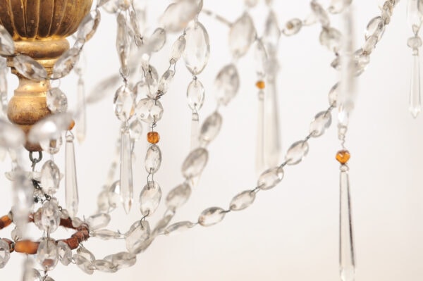 19th Century Italian Empire Giltwood and Crystal Chandelier with 6 Lights - Image 11