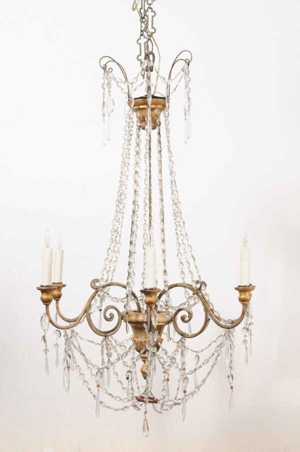 19th Century Italian Empire Giltwood and Crystal Chandelier with 6 Lights - Image 14