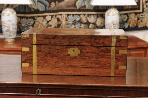 19th Century English Lap Desk in Walnut with Brass Banding - Image 15
