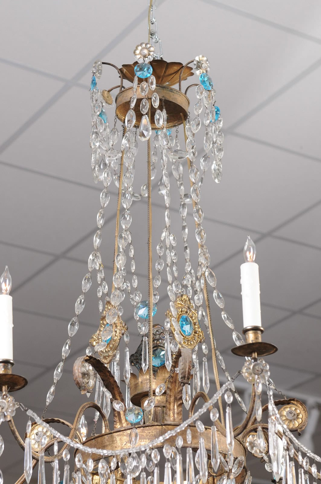 Italian Early 19th Century Crystal & Gilt Metal Chandelier with 6 Lights, Genoa - Image 6