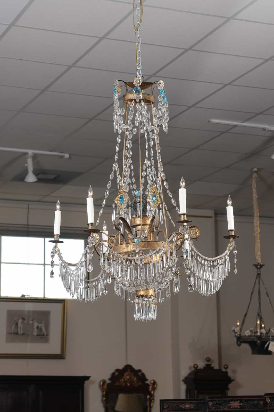 Italian Early 19th Century Crystal & Gilt Metal Chandelier with 6 Lights, Genoa - Image 10