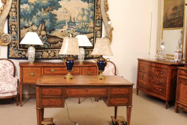 Pair of French Cobalt Blue Porcelain & Bronze Lamps - Image 4