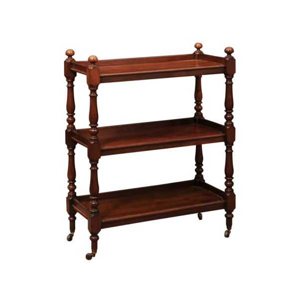 English 19th Century Walnut Trolley with 3 Tiers and Turned Supports - Image 2