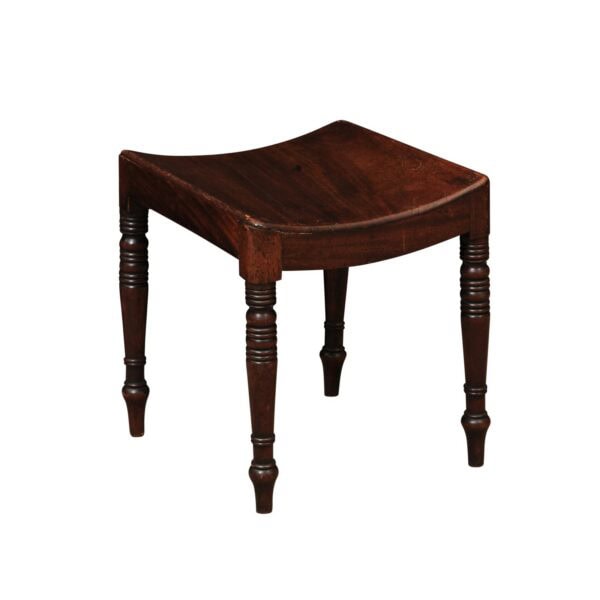 George III English Saddle Seat Mahogany Bench with Turned Legs, Early 19th Century - Image 2