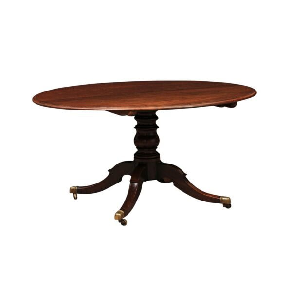 English George III Breakfast Oval Dining Table in Plum Pudding Mahogany with Pedestal Base, Early 19th Century - Image 2