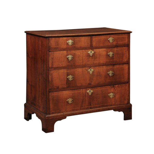 English Early 18th Century Walnut Chest with String Inlay and Bracket Feet - Image 2