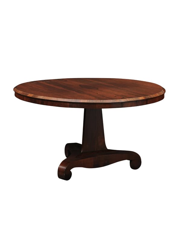 English 19th Century Rosewood Center Table with Pedestal Base and Scroll Feet