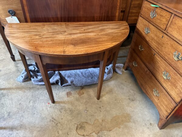 Pair of English 19th Century Demilunes in Mahogany with Square Tapered Legs - Image 3