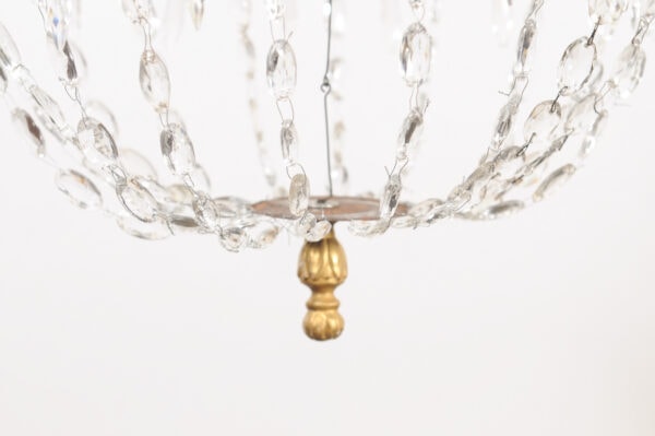 Early 19th Century Italian Crystal and Metal Basket Chandelier with 6 Lights - Image 14