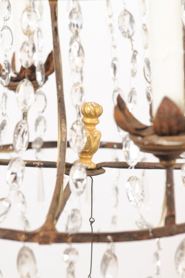 Early 19th Century Italian Crystal and Metal Basket Chandelier with 6 Lights - Image 16