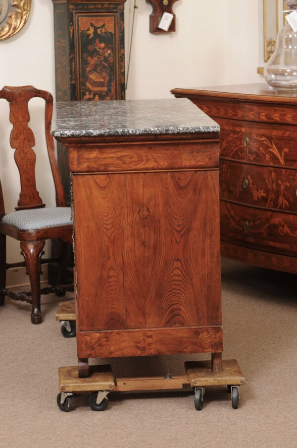 French Early 19th Century Elm Charles X Commode with Grey Marble Top - Image 12
