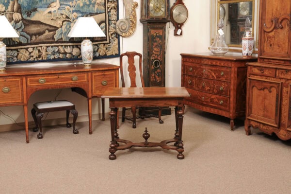 French 19th Century Louis XIV Style Walnut Side Table with Fluted Square Legs and X Form Stretcher - Image 9