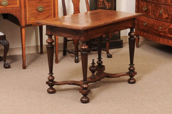 French 19th Century Louis XIV Style Walnut Side Table with Fluted Square Legs and X Form Stretcher - Image 10