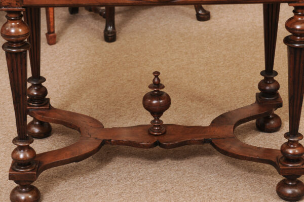 French 19th Century Louis XIV Style Walnut Side Table with Fluted Square Legs and X Form Stretcher - Image 15