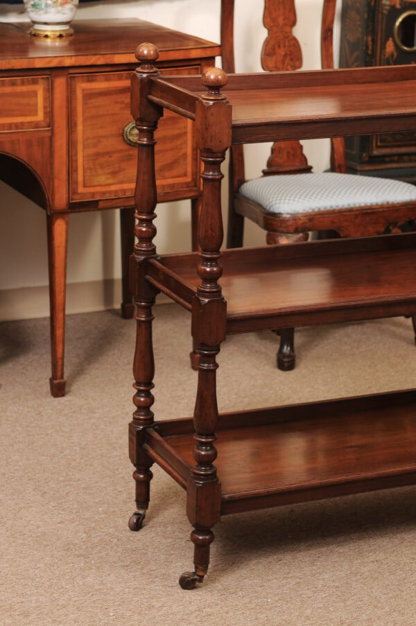 English 19th Century Walnut Trolley with 3 Tiers and Turned Supports - Image 4