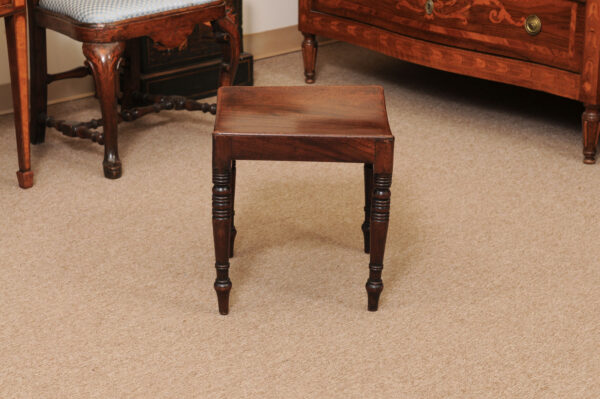 George III English Saddle Seat Mahogany Bench with Turned Legs, Early 19th Century - Image 6