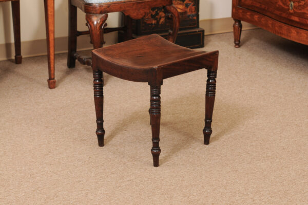 George III English Saddle Seat Mahogany Bench with Turned Legs, Early 19th Century - Image 7