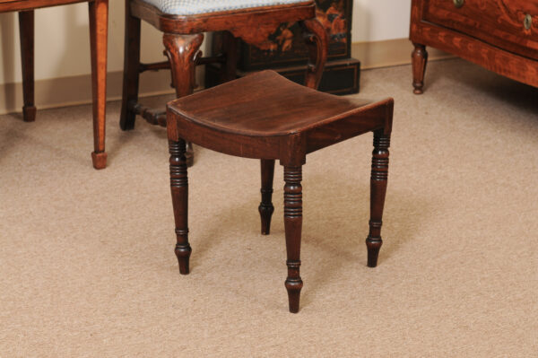 George III English Saddle Seat Mahogany Bench with Turned Legs, Early 19th Century - Image 11