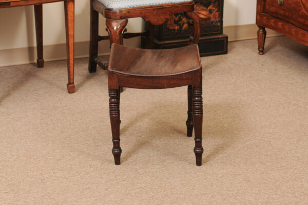 George III English Saddle Seat Mahogany Bench with Turned Legs, Early 19th Century - Image 12