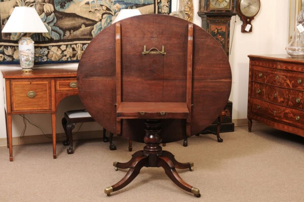 English George III Breakfast Oval Dining Table in Plum Pudding Mahogany with Pedestal Base, Early 19th Century - Image 13