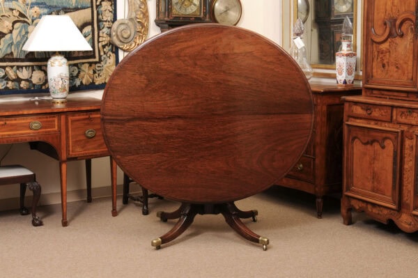 English George III Breakfast Oval Dining Table in Plum Pudding Mahogany with Pedestal Base, Early 19th Century - Image 15