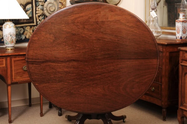 English George III Breakfast Oval Dining Table in Plum Pudding Mahogany with Pedestal Base, Early 19th Century - Image 16