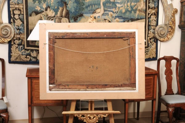 Large Landscape Painting of Farmhouse with Thatched Roof in Giltwood Frame, Late 19th Century - Image 13