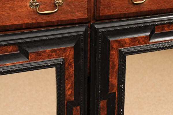 Pair of Faux Tortoiseshell Black Painted Flemish Style Mirrors, Late 20th Century - Image 9