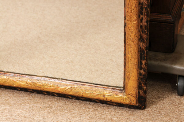 Pair of 18th Century Faux Painted Tortoiseshell & Parcel Gilt Rectangular Mirrors Italy - Image 9