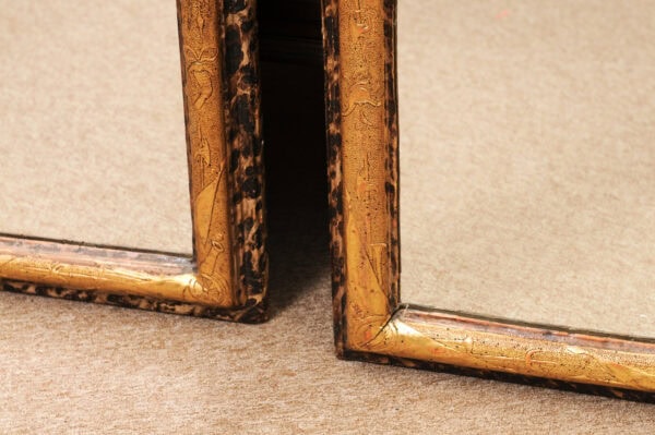 Pair of 18th Century Faux Painted Tortoiseshell & Parcel Gilt Rectangular Mirrors Italy - Image 10