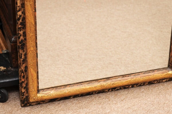 Pair of 18th Century Faux Painted Tortoiseshell & Parcel Gilt Rectangular Mirrors Italy - Image 11