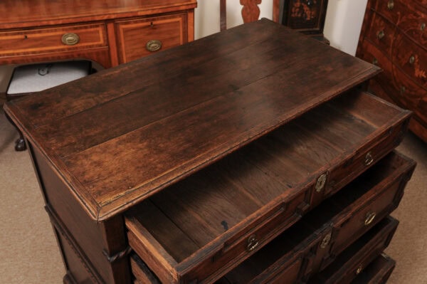 18th Century Oak Jacobean Style Chest with 4 Drawers and Barley Twist Detail Ending in Bracket Feet - Image 6