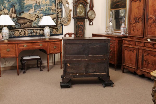 18th Century Oak Jacobean Style Chest with 4 Drawers and Barley Twist Detail Ending in Bracket Feet - Image 9