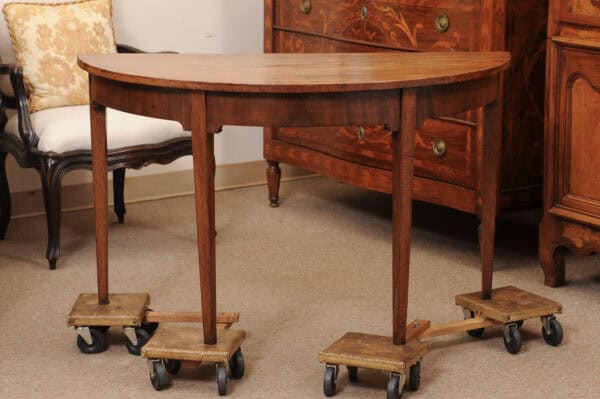 Pair of English 19th Century Demilunes in Mahogany with Square Tapered Legs - Image 5