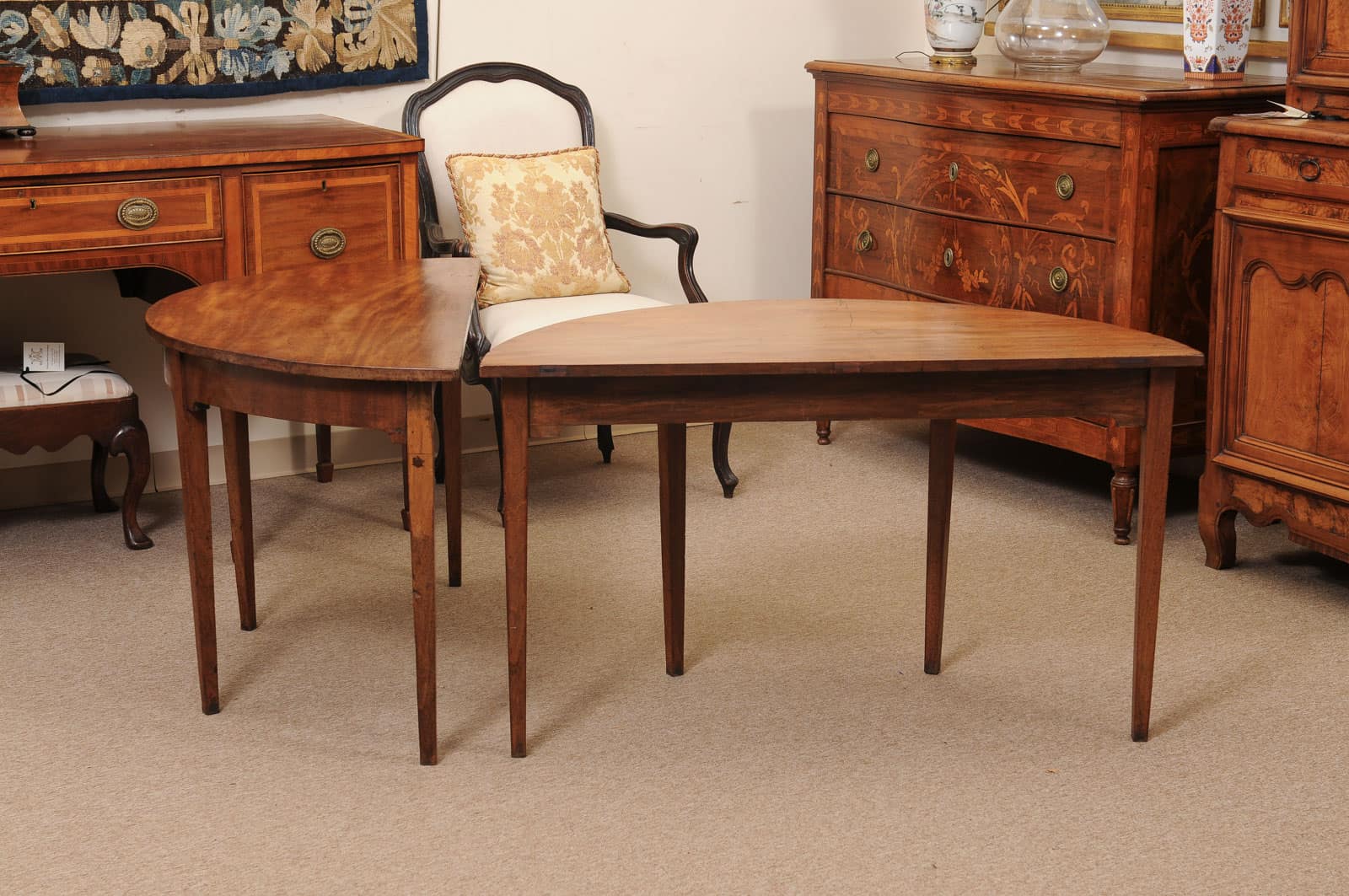 Pair of English 19th Century Demilunes in Mahogany with Square Tapered Legs - Image 12