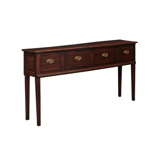 18th Century English Oak Dresser Base with Straight Legs and 4 Drawers - Image 2