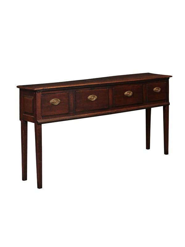 18th Century English Oak Dresser Base with Straight Legs and 4 Drawers