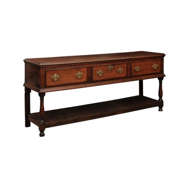 19th Century English Dresser Base with Crossbanding, 3 Drawers and Pot Board Below - Image 2