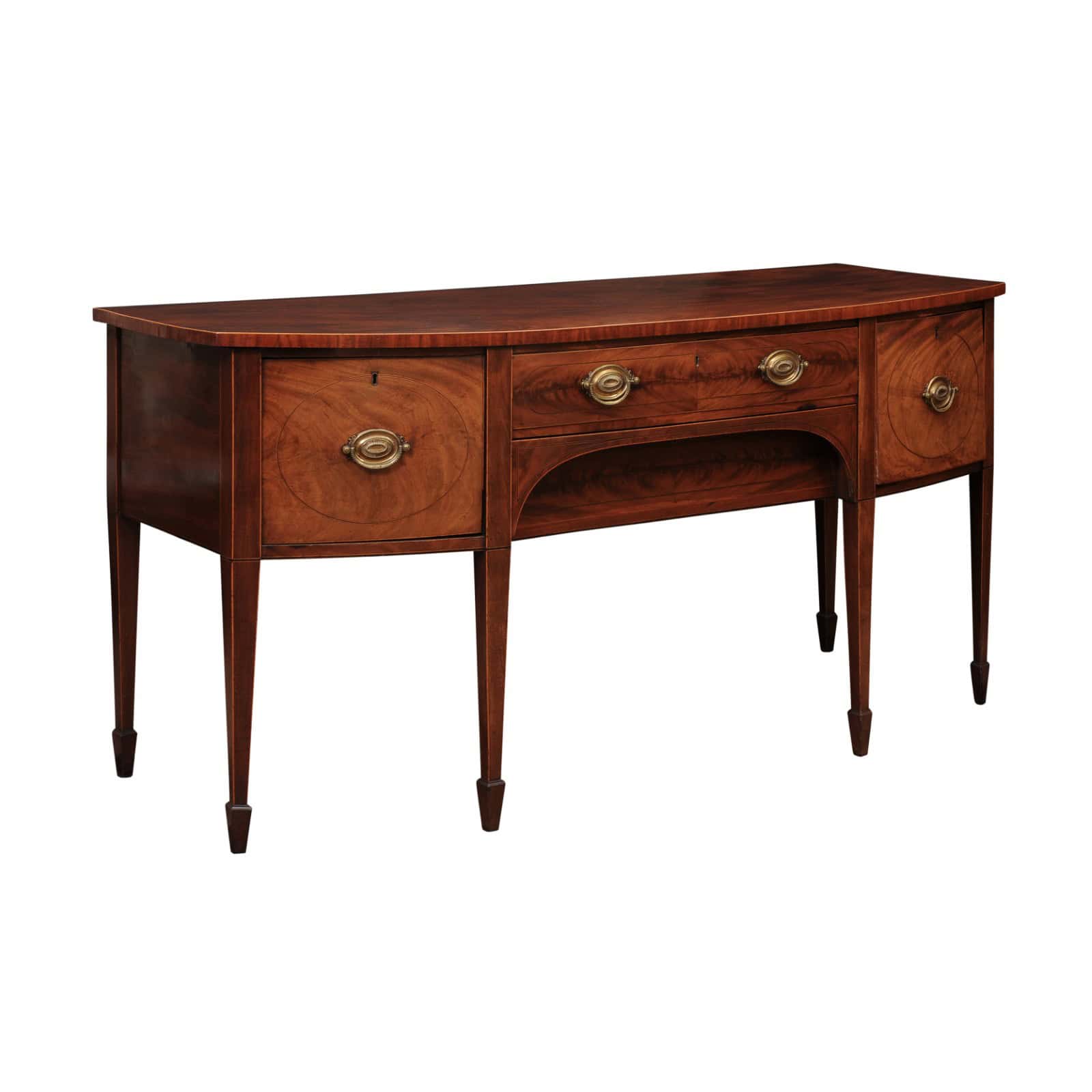 Early 19th Century George IV Mahogany Sideboard with Crossbanding and Reeded Rounded Legs - Image 2