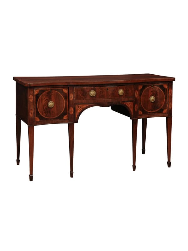English Late 18th Century George III Serpentine Sideboard with Rosewood Crossbanding