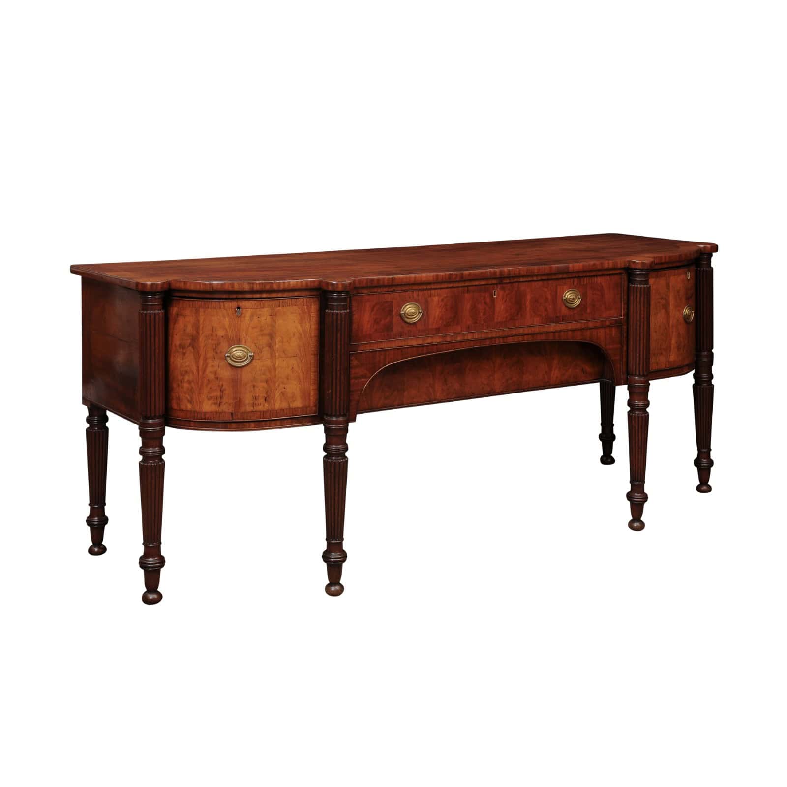 Early 19th Century George IV Mahogany Sideboard with Crossbanding and Reeded Rounded Legs - Image 2
