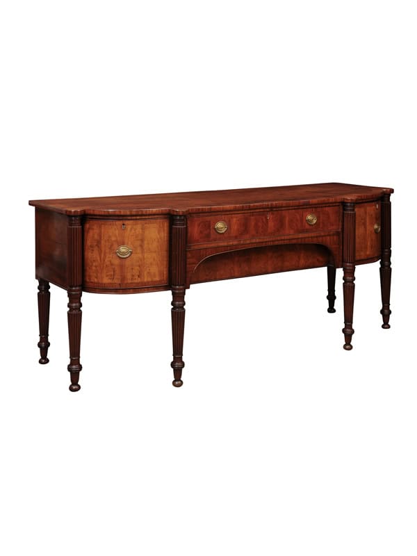 Early 19th Century George IV Mahogany Sideboard with Crossbanding and Reeded Rounded Legs