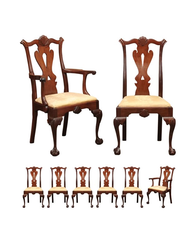 Set of 8 American Late 19th Century Mahogany Chippendale Style Dining Chairs with Ball and Claw Feet