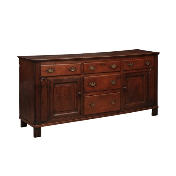 English 18th Century Oak Dresser Base with 2 Flanking Cabinets and 5 Drawers - Image 2